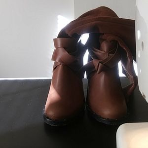 Report Flora Brown Boots Wrap strap 6